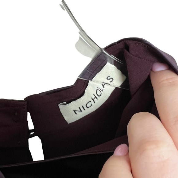 NICHOLAS | Emmie Silk Crop Top Keyhole Purple Shoulder Pads Blouse - Picture 5 of 6